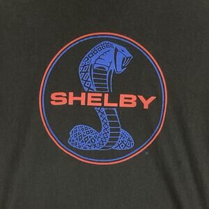 VTG Ford Shelby Cobra Mustang Mens L Black Red Blue Retro Logo T-Shirt USA